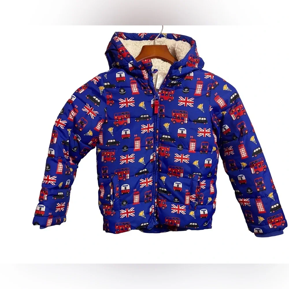 Gymboree Boys' London Puffer Jacket Full Zip Sherpa Lined Size 6